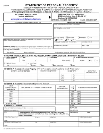 Statement Of Personal Property Form Preview