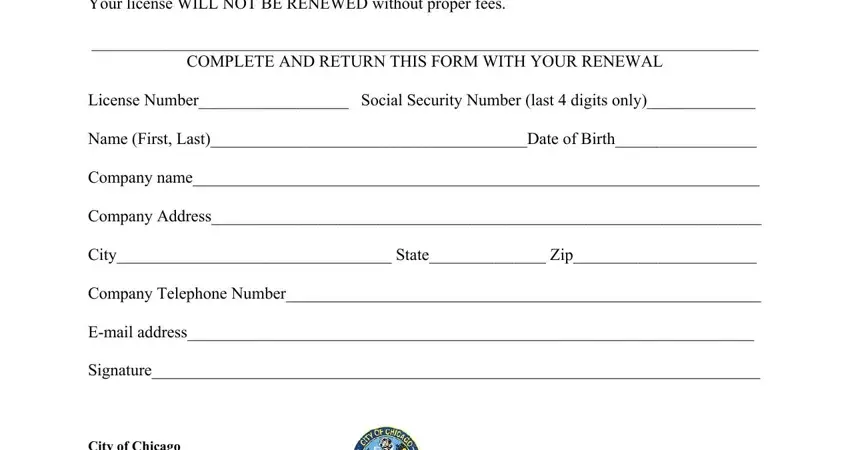 chicago stationary engineer renewal form empty spaces to fill out