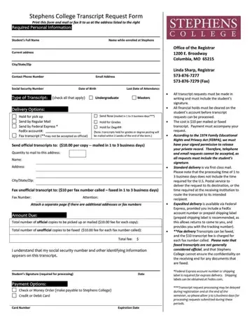 Stephens College Transcript Request Form Preview