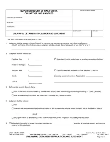 Stipulation Judgment Form Preview