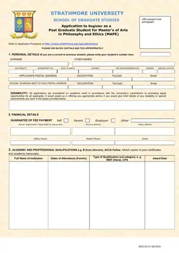 Strathmore University Application Form Preview