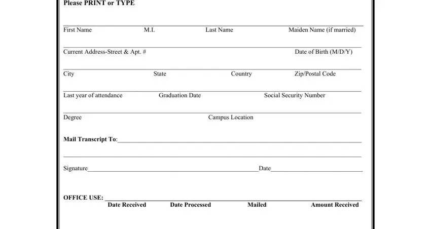 example of blanks in strayer transcript