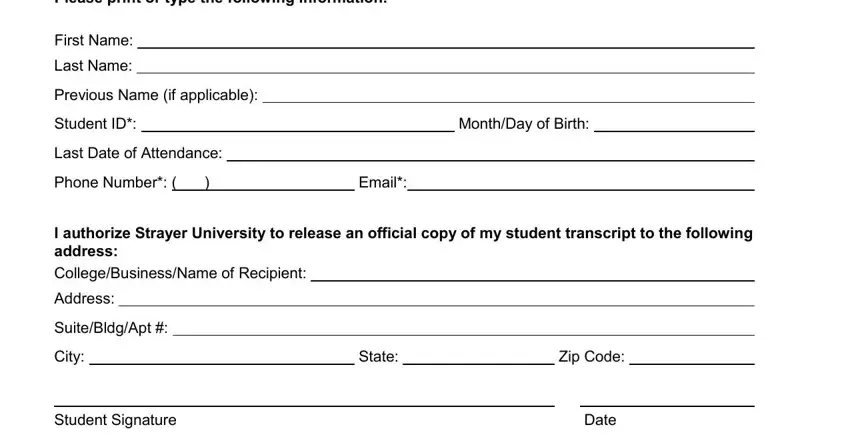 filling out strayer university registrar office part 1