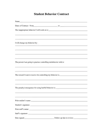 Student Behavior Contract Form Preview