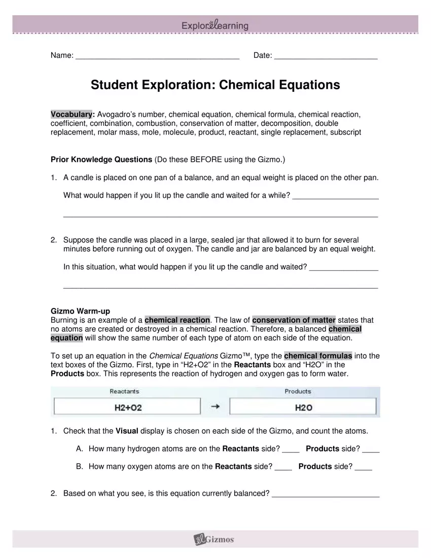 Student Chemical Equations first page preview