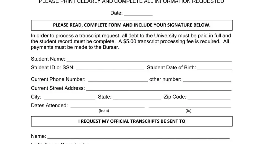 transcript gaps to complete