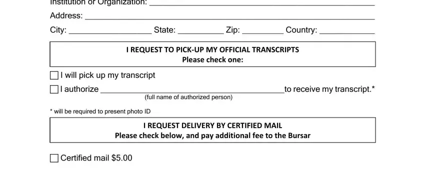 Filling out transcript step 2