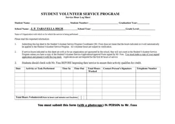 Student Volunteer Service Program Form Preview