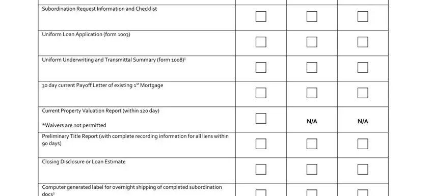 chase subordination requirement Subordination Request Information, Uniform Loan Application form, Uniform Underwriting and, day current Payoff Letter of, Current Property Valuation Report, Waivers are not permitted, Preliminary Title Report with, Closing Disclosure or Loan Estimate, and Computer generated label for fields to fill
