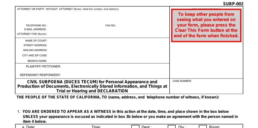 example of gaps in subpoena duces tecum