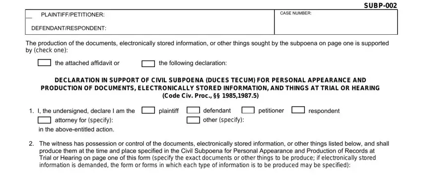 Finishing subpoena duces tecum stage 4