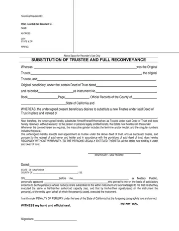 Substitution Trustee Form Preview