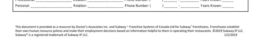 Finishing subway application form part 3