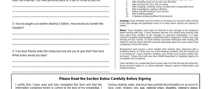 Filling out subway application pdf step 5