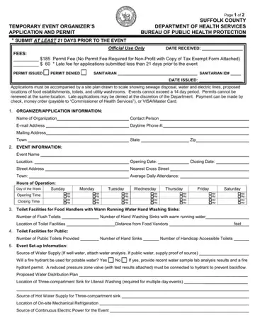 Suffolk County Event Permit Form Preview