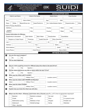 Suidi Reporting Form Preview