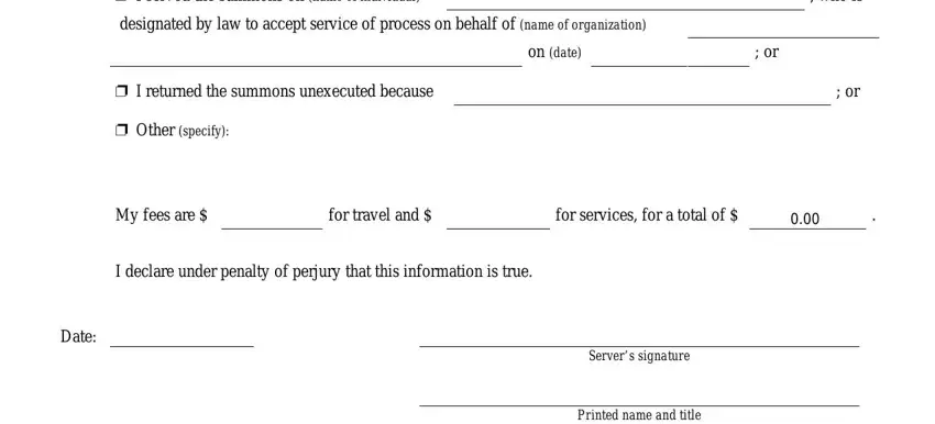 Filling in how to district court summons stage 4