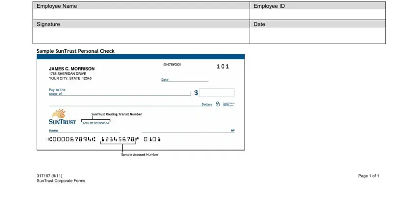 Completing suntrust bank verification form stage 2