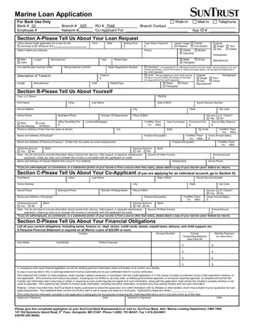 Suntrust Marine Loan Application Form Preview
