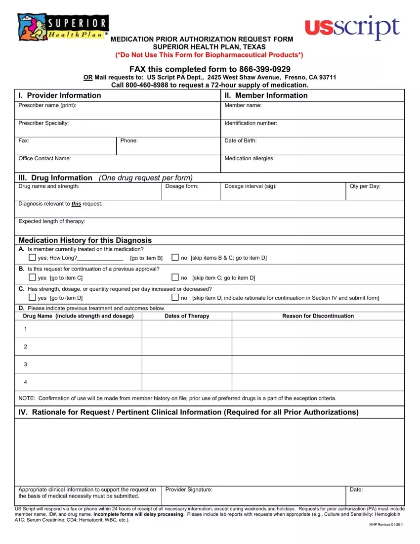 Superior Prior Authorization Form first page preview
