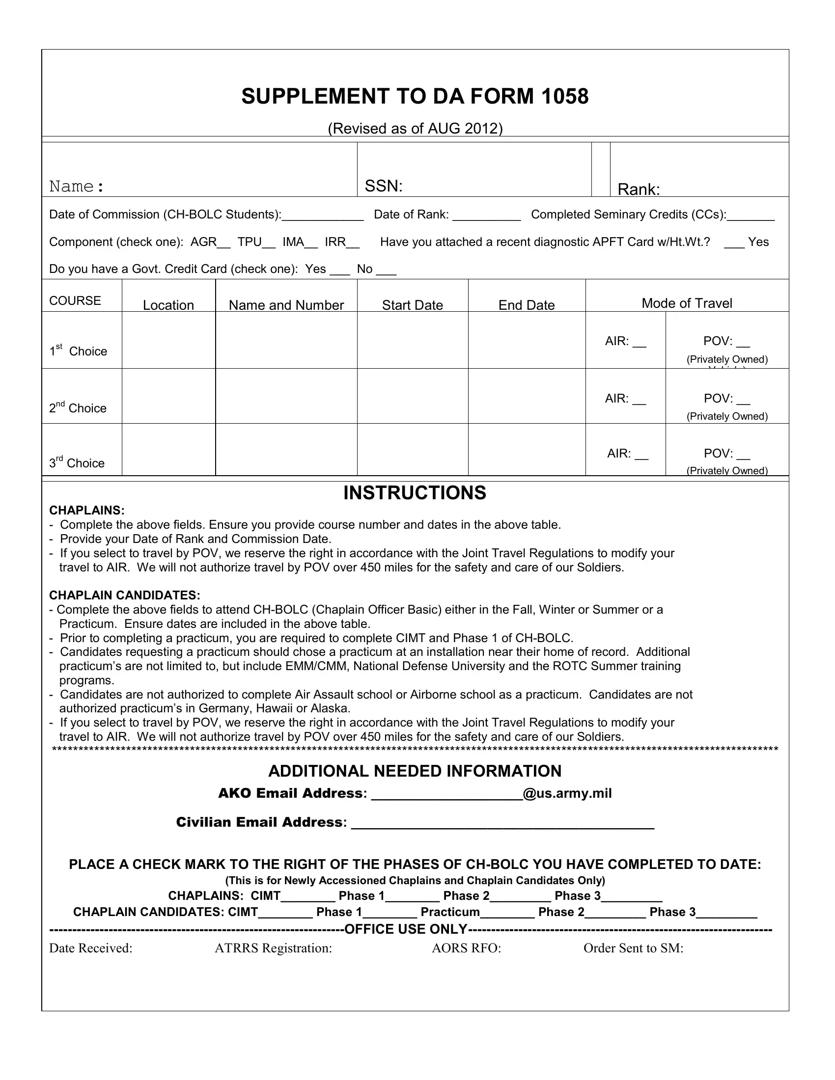 Supplement To Da Form 1058 ≡ Fill Out Printable PDF Forms Online