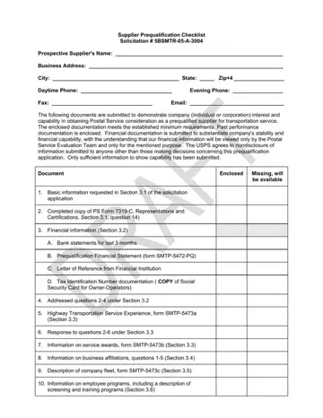 Supplier Prequalification Form Preview
