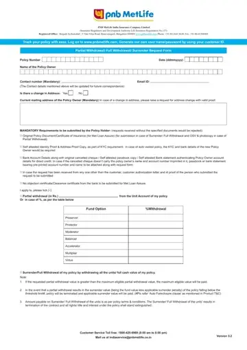 Surrender Request Form Preview
