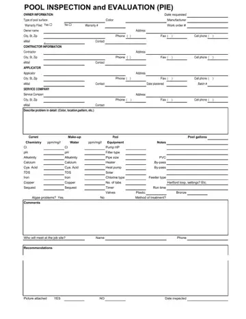 Swimming Pool Inspection Form Preview