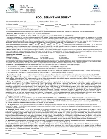 Swimming Pool Service Agreement Form Preview