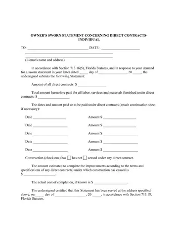 Sworn Statement Contract From Form Preview