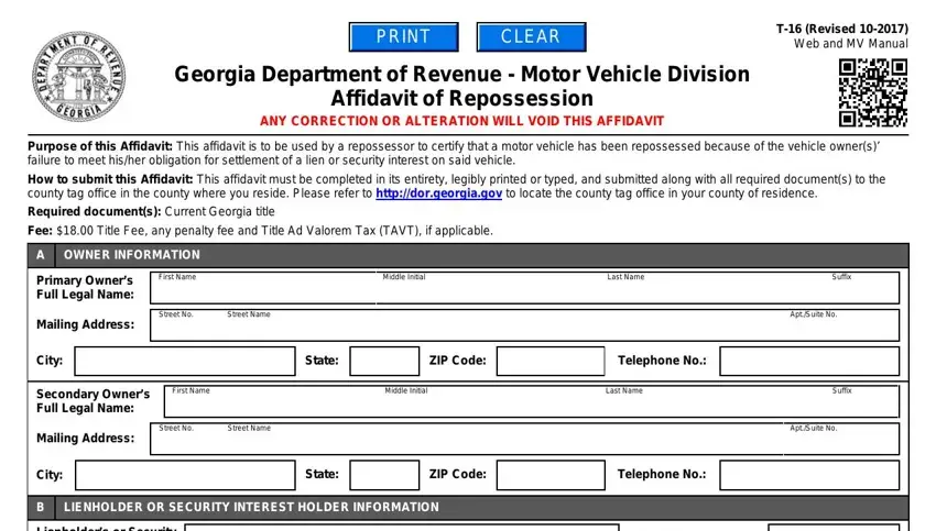 completing affidavit of repo ga step 1