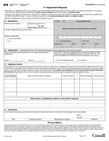 T1 Adjustment Request Form Preview