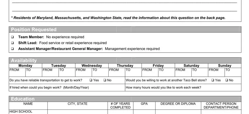 Completing taco bell job application pdf part 2