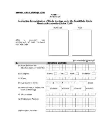 Tamilnadu Marriage Registration Form Preview