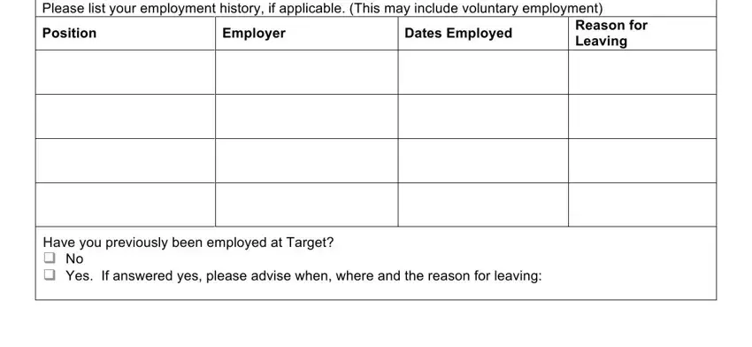 part 3 to entering details in target recruitment application form
