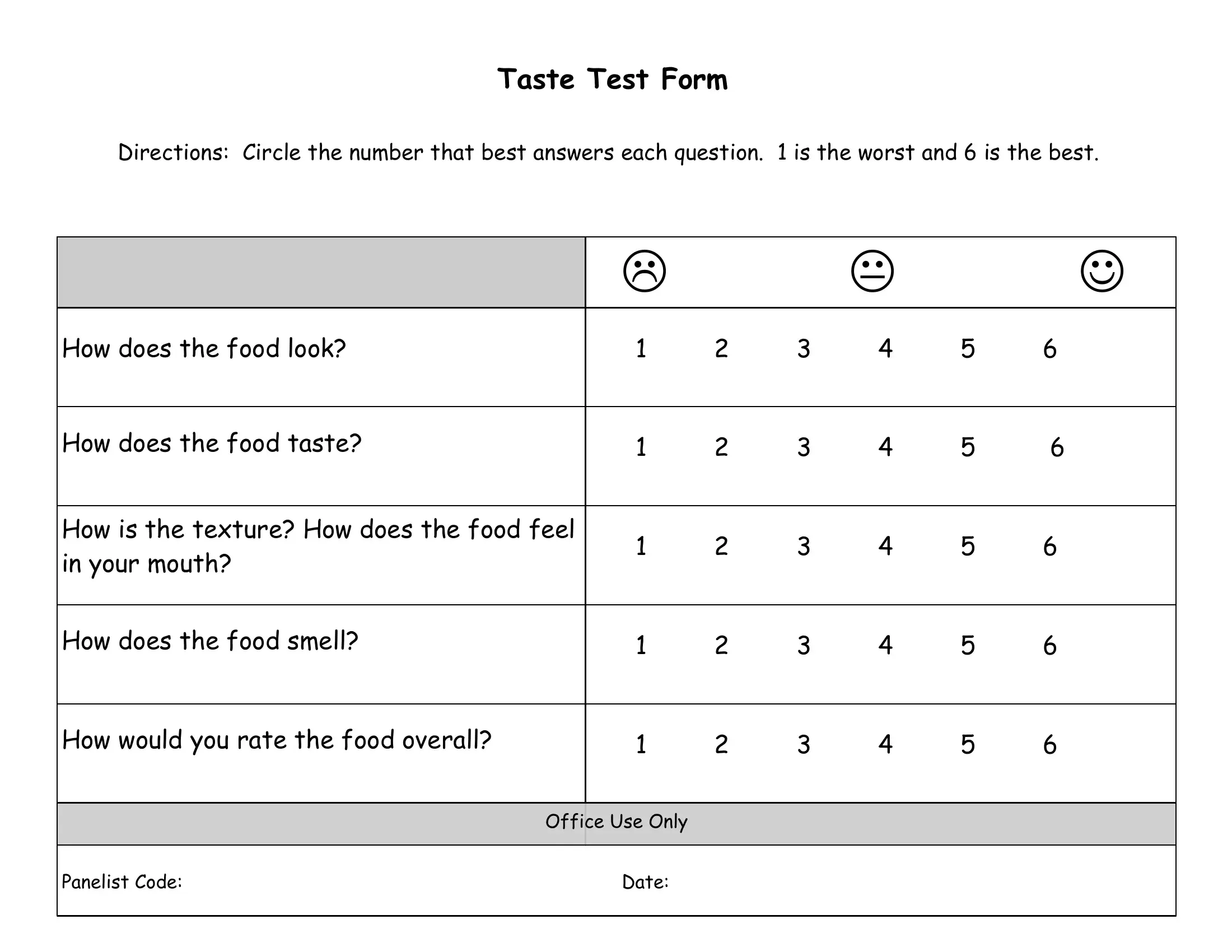 Taste Test Form ≡ Fill Out Printable PDF Forms Online