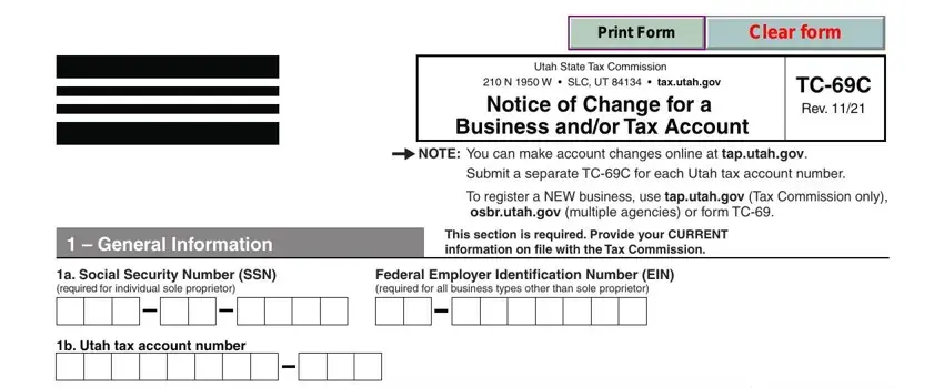 portion of empty spaces in ut tc form