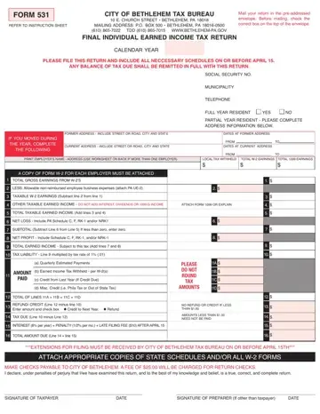 Tax Form 531 Preview