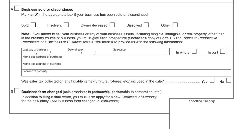 step 2 to filling out sales tax forms