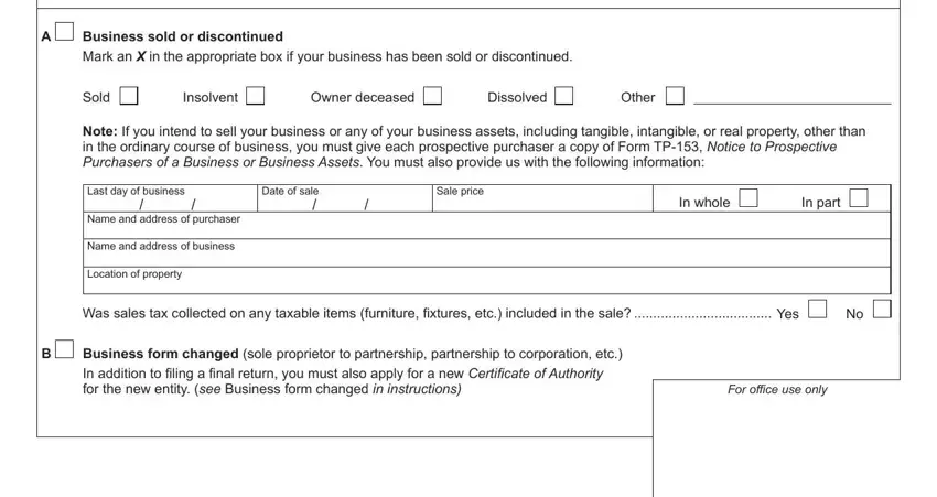 step 2 to filling out st 101 sales tax new york