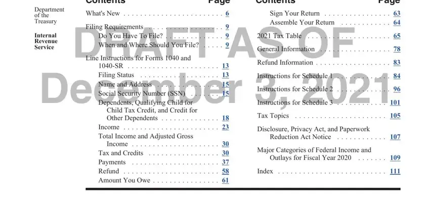 2020 qualified dividends and capital gains worksheet Table of Contents Contents, Page, Contents, Page, Department of the Treasury, Whats New, Sign Your Return, Internal Revenue Service, Filing Requirements, Line Instructions for Forms  and, Do You Have To, DRAFT AS OF December, Instructions for Schedule, Refund Information, and Instructions for Schedule blanks to complete