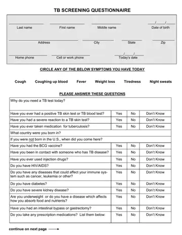 Tb Questionnaire Form Preview