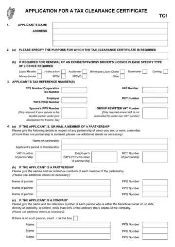 Tc1 Tax Clearance Form Preview