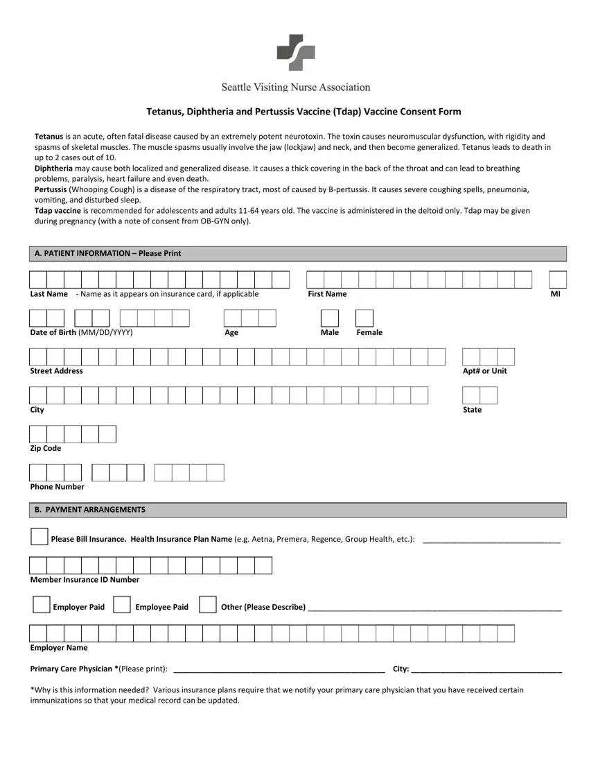 Tdap Consent Form first page preview