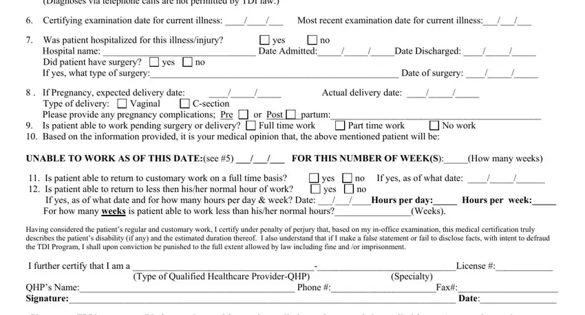 Completing tdi forms ri step 2