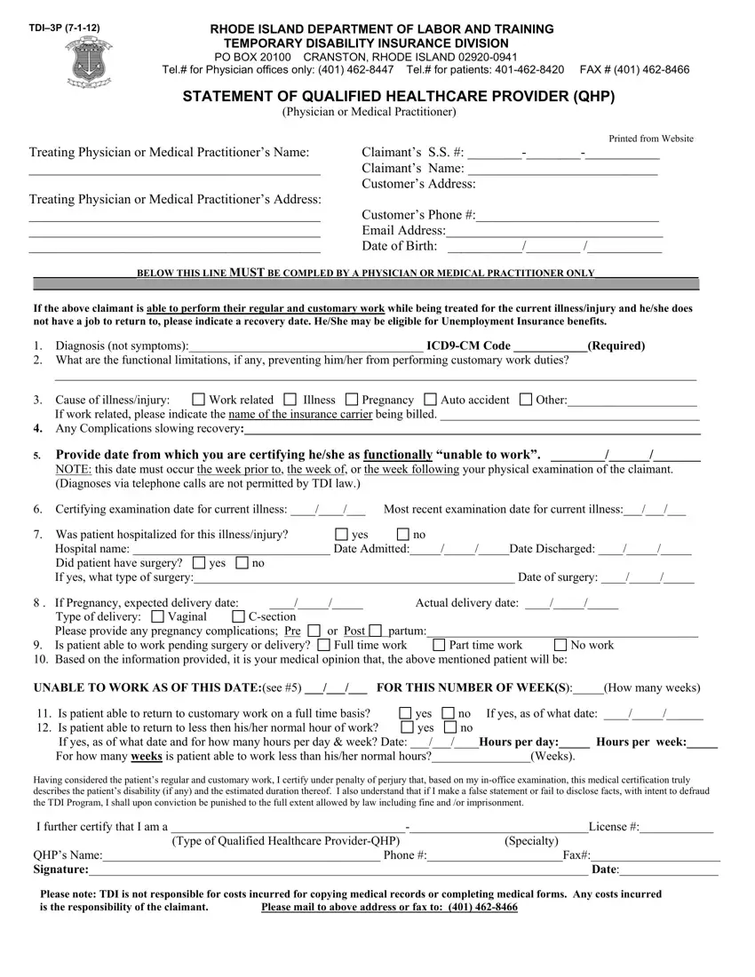 Tdi 3P Form first page preview