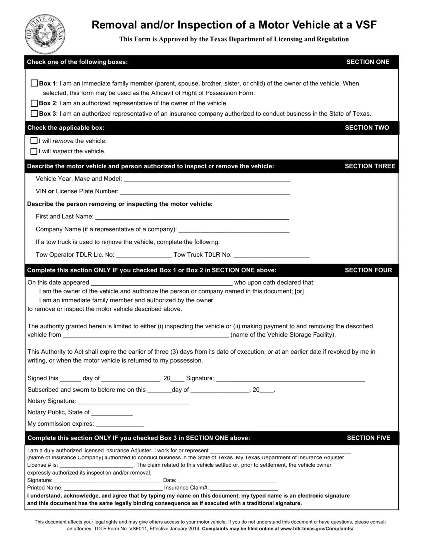 Tdlr Vsf011 Form first page preview