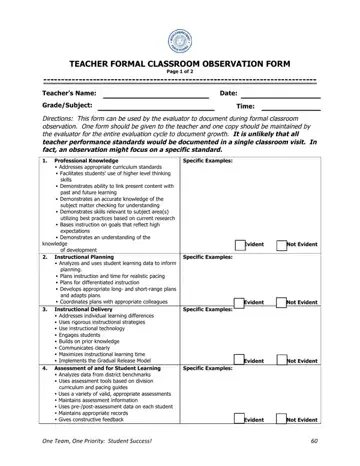 Teacher Observation Form Preview