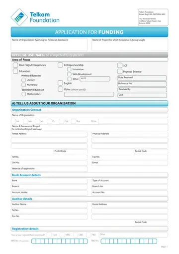 Telkom Foundation Application Form Preview