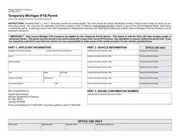 Temporary Michigan Ifta Permit Form Preview